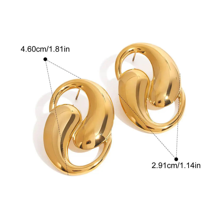 Yuqing Realm ｜ Accessories Boutique Golden Intertwined Statement Earrings | Modern Metalwork Hoops