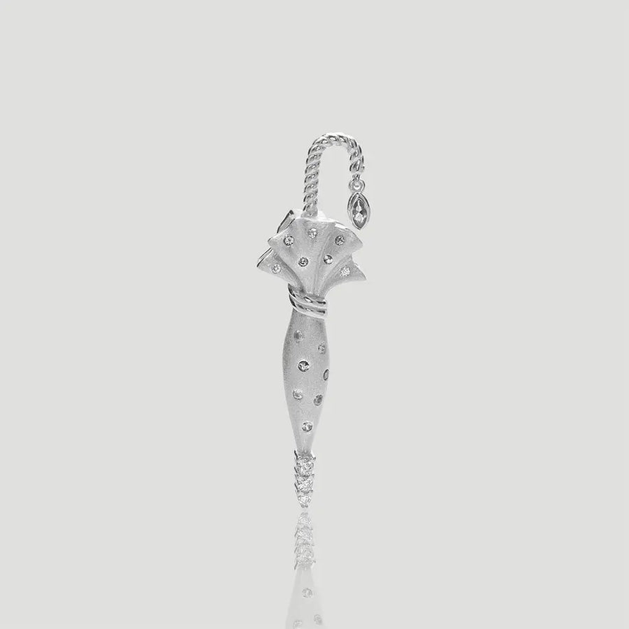 Yuqing Realm ｜ Accessories Boutique Golden & Silver Umbrella Gemstone Pendant | 925 Silver Raindrop Charm | Nano Zircon Color Burst