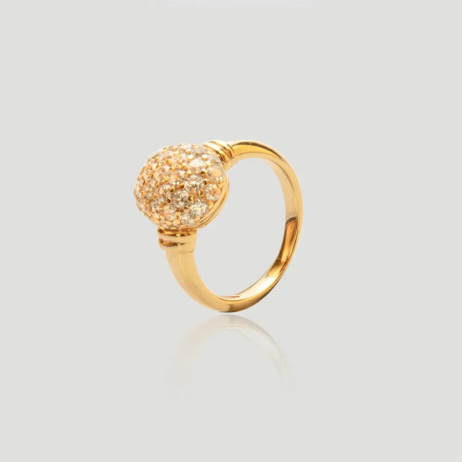 Yuqing Realm ｜ The Sanctuary of Wellness and Luck Gorgeous Golden Dome - Shaped Diamond Ring