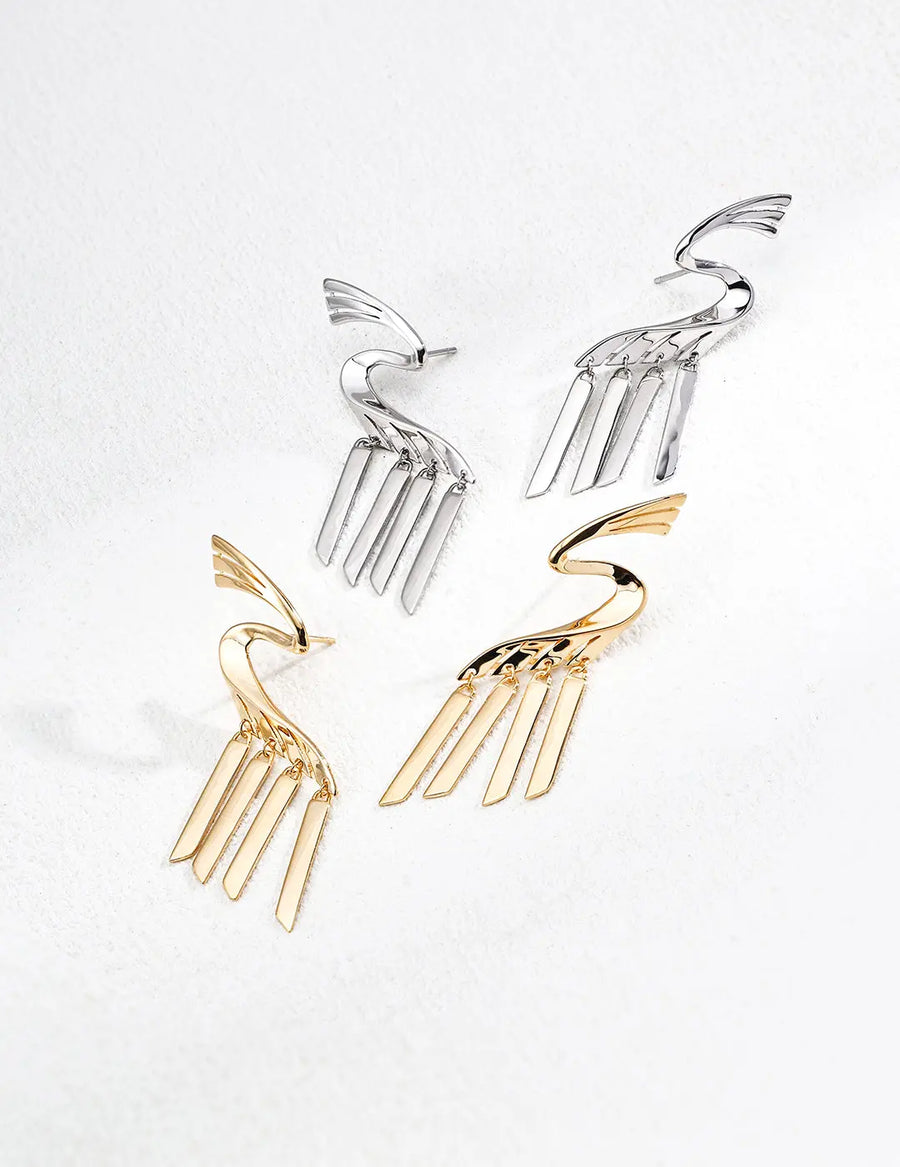 Aruary Studio ｜ Artisanal Jewelry Heart Necklace & Earrings Set - 18K Gold Plated S925 Sterling Silver, Fashion Commute Light Luxury Jewelry