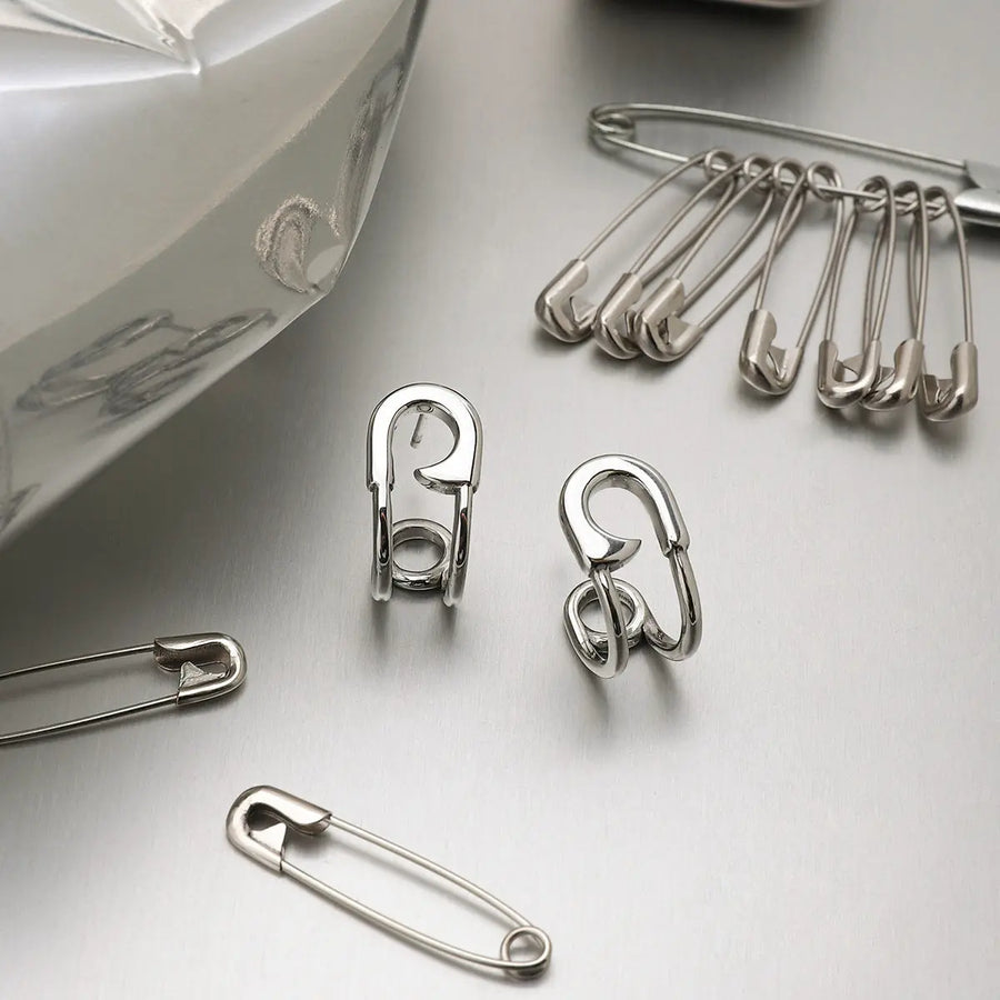 Yuqing Realm ｜ Accessories Boutique HypoAllergenic Paperclip Earrings | Titanium Steel + 5A Zirconia | Architectural Silver | Office Chic