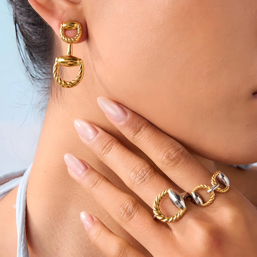 Aruary Studio ｜ Artisanal Jewelry Hypoallergenic Luxury Geometric Earrings – Surgical Steel Everyday Studs for Women | Waterproof & Fade-Resistant