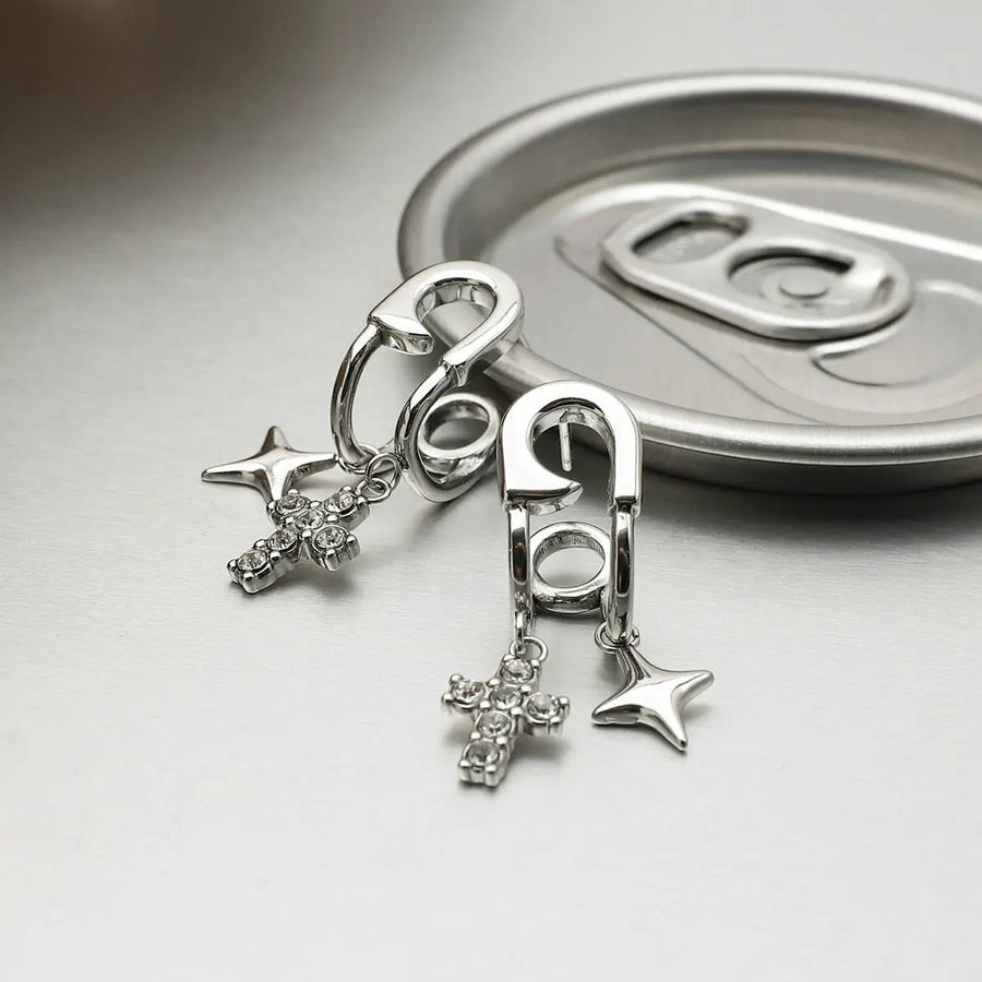 Yuqing Realm ｜ Accessories Boutique Hypoallergenic Titanium Steel Cross Stud Earrings | Luxe 5A CZ Accents | Tarnish-Proof, Lightweight