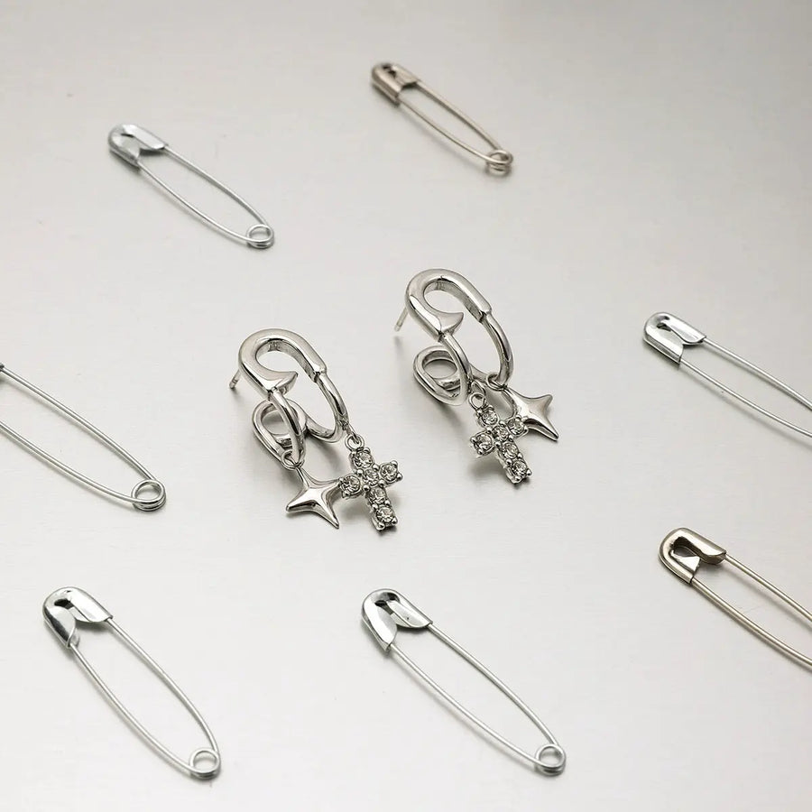 Yuqing Realm ｜ Accessories Boutique Hypoallergenic Titanium Steel Cross Stud Earrings | Luxe 5A CZ Accents | Tarnish-Proof, Lightweight