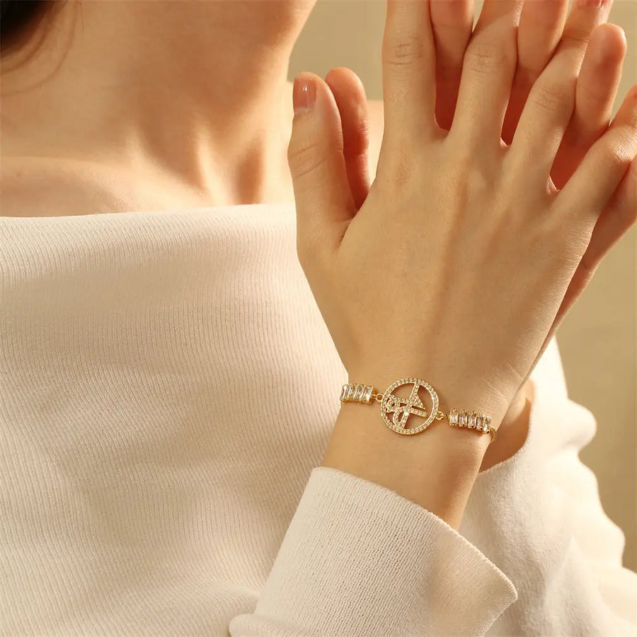 Aruary Studio ｜ Artisanal Jewelry INS Demon Eye Adjustable Bracelet - Copper Micro-Set Zirconia Evil Eye Charm | Boho Protection Symbol | Unisex Pull Chain Design