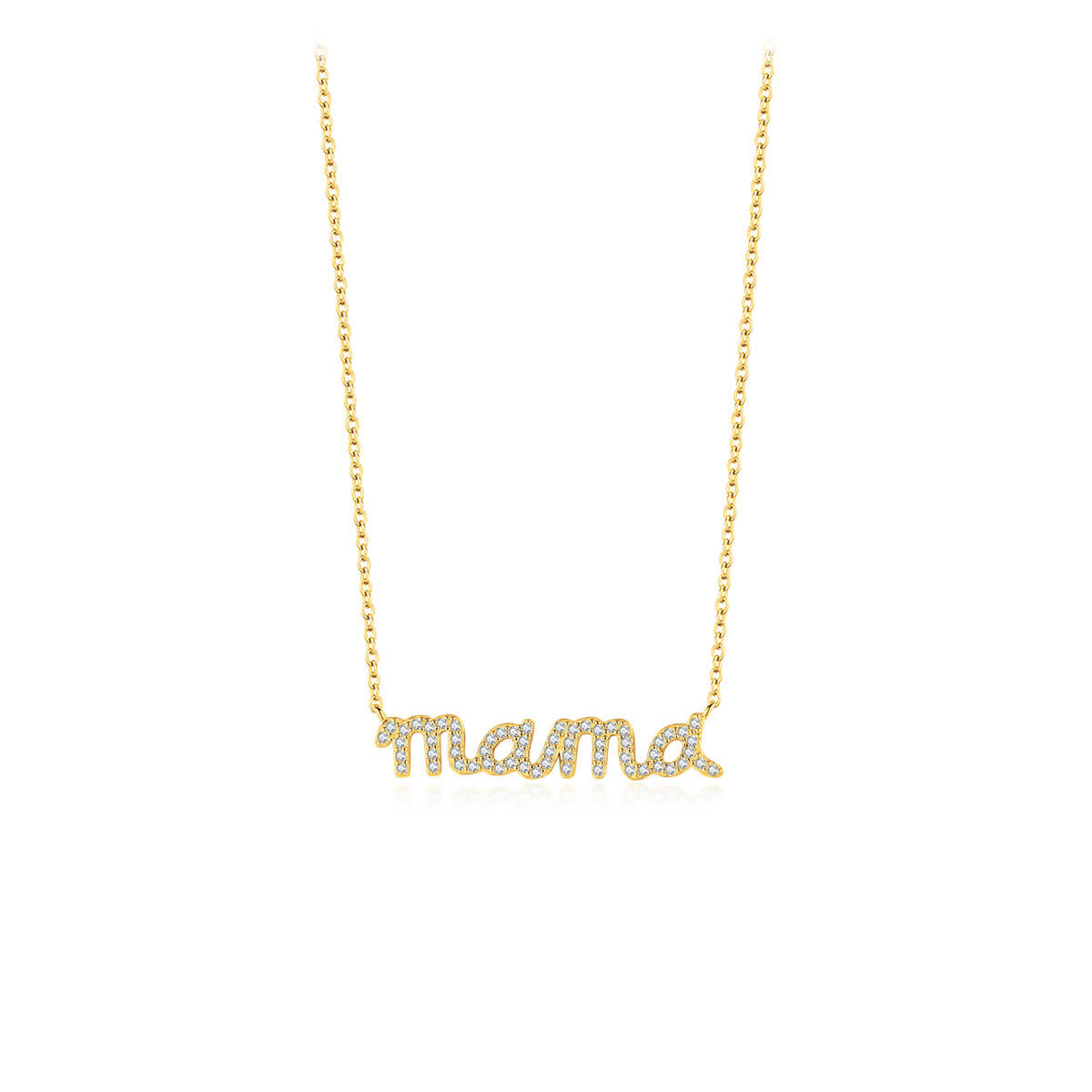 "Infinite Love" Mama Pavé Script Necklace - Aruary Studio ｜ Artisanal Jewelry