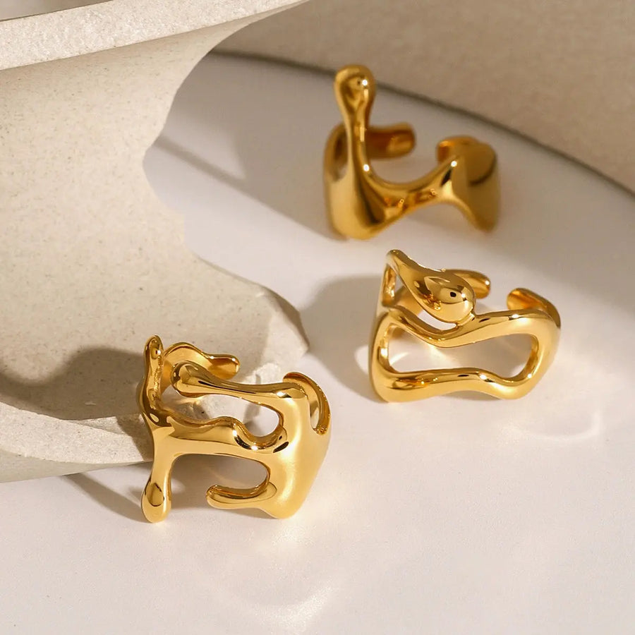 My Store Instagram Viral Asymmetric Titanium Steel Ring Set: Gold-Plated Statement Rings for Women & Men