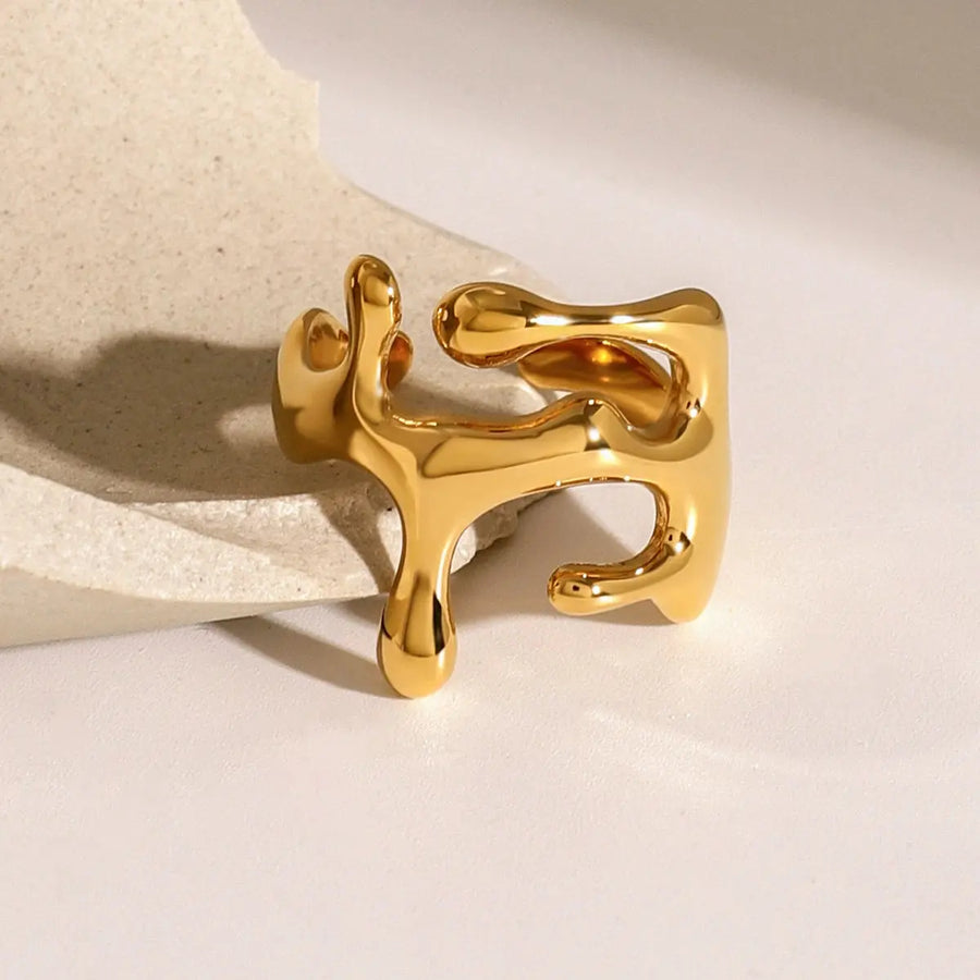 My Store Instagram Viral Asymmetric Titanium Steel Ring Set: Gold-Plated Statement Rings for Women & Men A