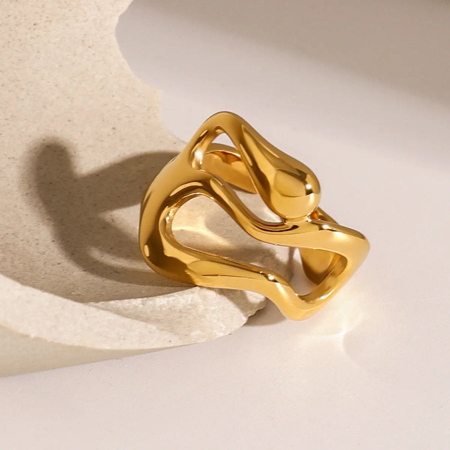 My Store Instagram Viral Asymmetric Titanium Steel Ring Set: Gold-Plated Statement Rings for Women & Men B