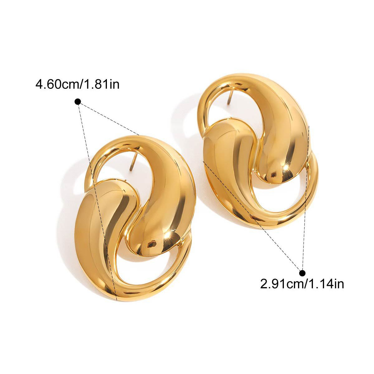 Yuqing Realm ｜ Accessories Boutique Golden Intertwined Statement Earrings