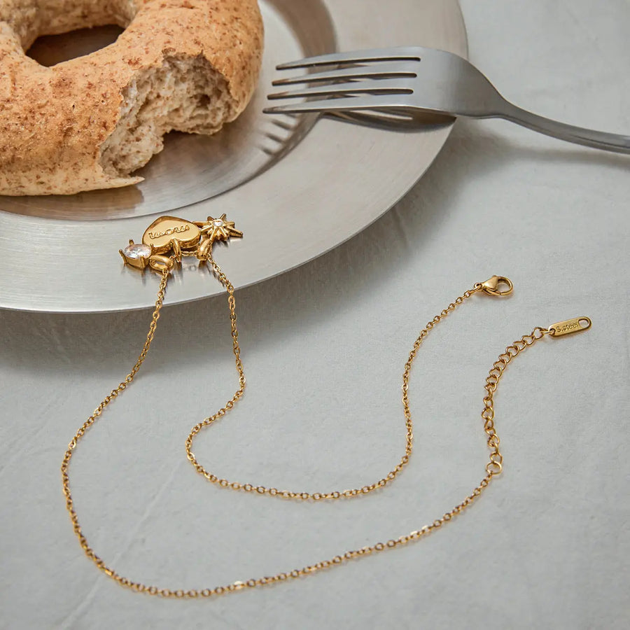 Aruary Studio ｜ Artisanal Jewelry Heartfelt Mom Necklace - Gold Love Pendant with Sparkling Accents - Mother's Day Gift