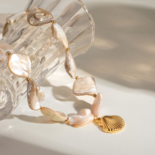 Yuqing Realm ｜ Accessories Boutique 18K Gold Plated Shell Starfish Necklace JDNW2407002
