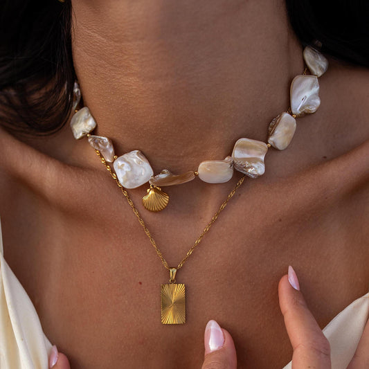 Yuqing Realm ｜ Accessories Boutique 18K Gold Plated Shell Starfish Necklace JDNW2407002