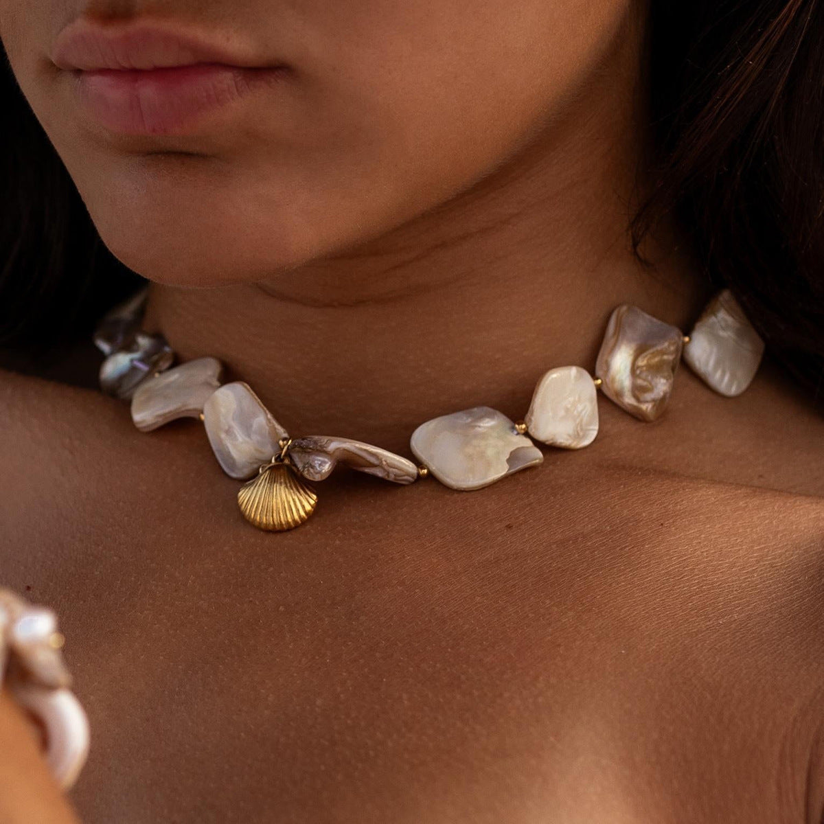 Yuqing Realm ｜ Accessories Boutique 18K Gold Plated Shell Starfish Necklace JDNW2407002
