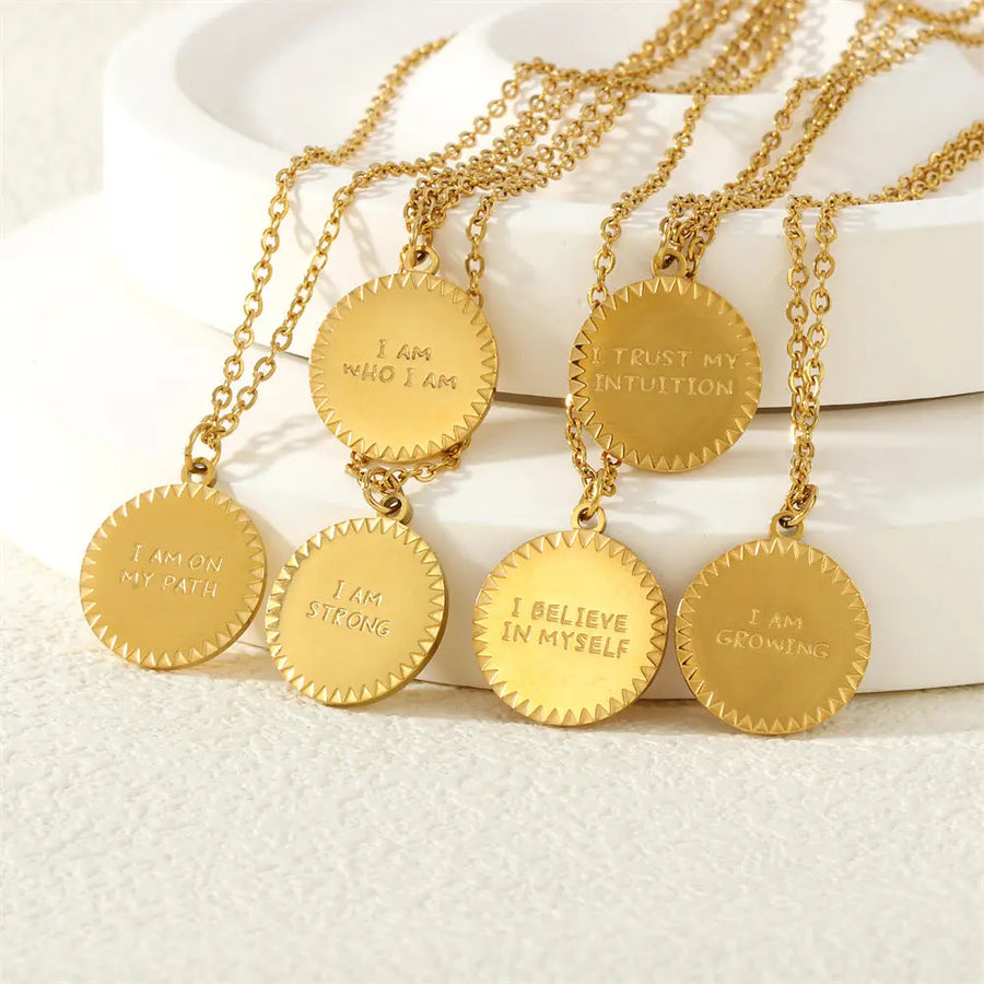 Aruary Studio ｜ Artisanal Jewelry Letter Faith Necklace - 18K Gold Plated Titanium, Fade-Proof Memorial Keepsake on O-Link Chain