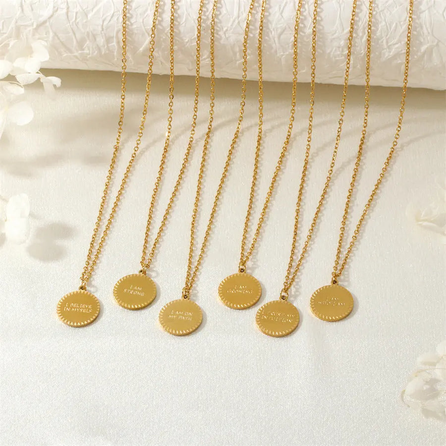 Aruary Studio ｜ Artisanal Jewelry Letter Faith Necklace - 18K Gold Plated Titanium, Fade-Proof Memorial Keepsake on O-Link Chain