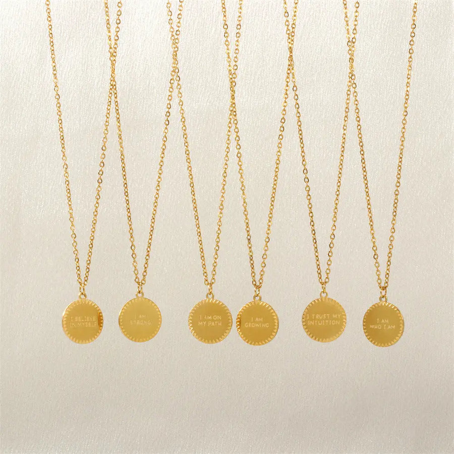 Aruary Studio ｜ Artisanal Jewelry Letter Faith Necklace - 18K Gold Plated Titanium, Fade-Proof Memorial Keepsake on O-Link Chain