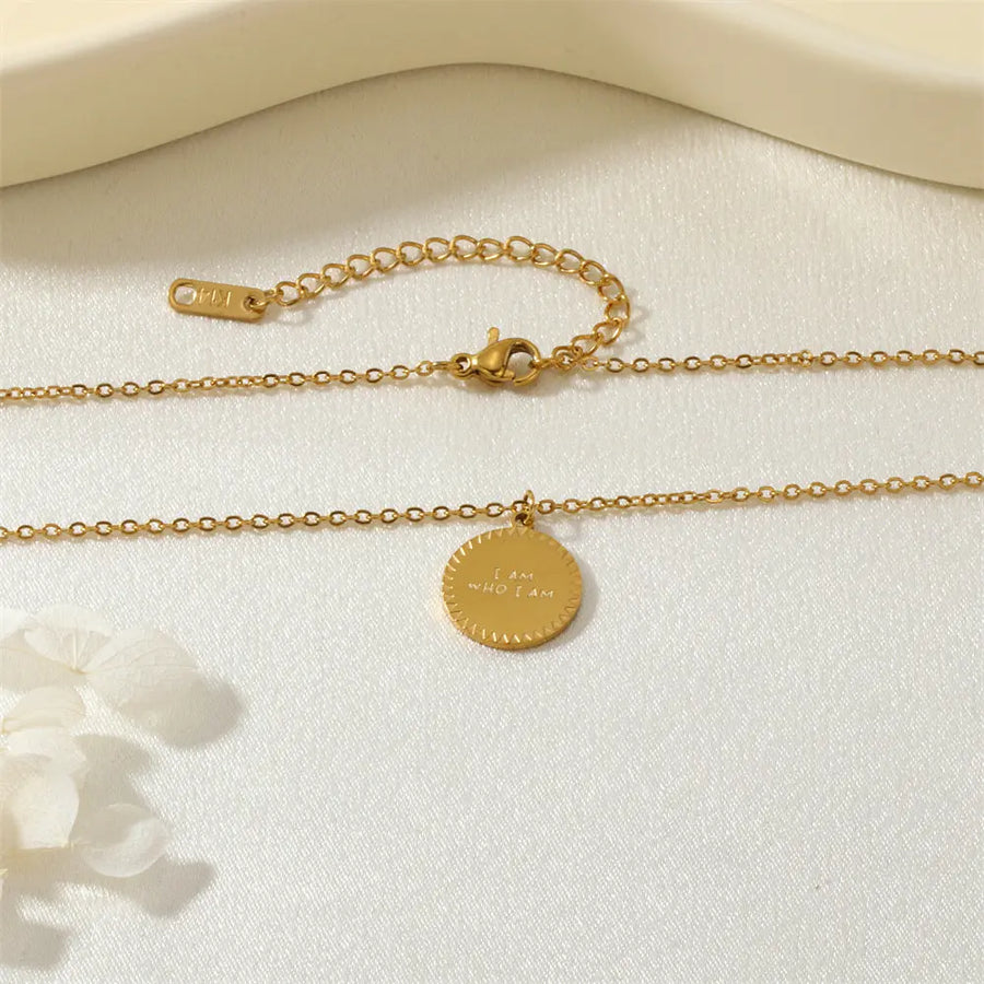 Aruary Studio ｜ Artisanal Jewelry Letter Faith Necklace - 18K Gold Plated Titanium, Fade-Proof Memorial Keepsake on O-Link Chain