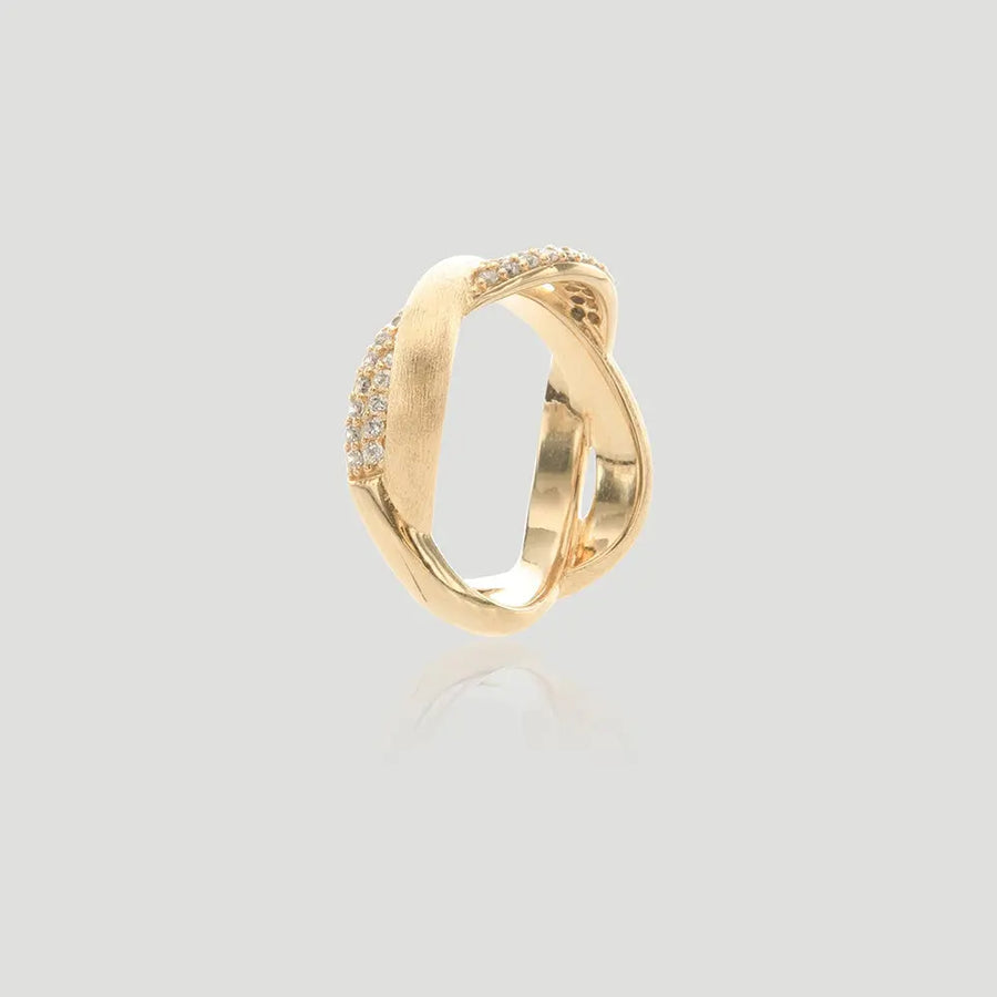 Yuqing Realm ｜ Unleash the charming goddess within you Luxury AG925 Gold Plated Ring with 5A Cubic Zirconia | 10-Day Delivery | Elegant Statement Jewelry
