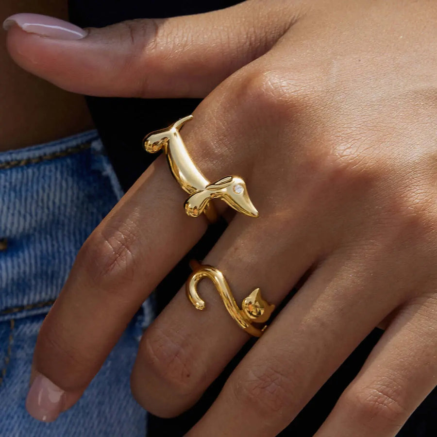Aruary Studio ｜ Artisanal Jewelry Minimalist Cat Ring - Titanium Steel Pet Lover Jewelry