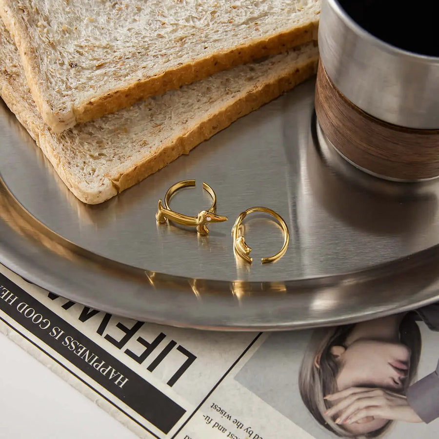 Aruary Studio ｜ Artisanal Jewelry Minimalist Cat Ring - Titanium Steel Pet Lover Jewelry