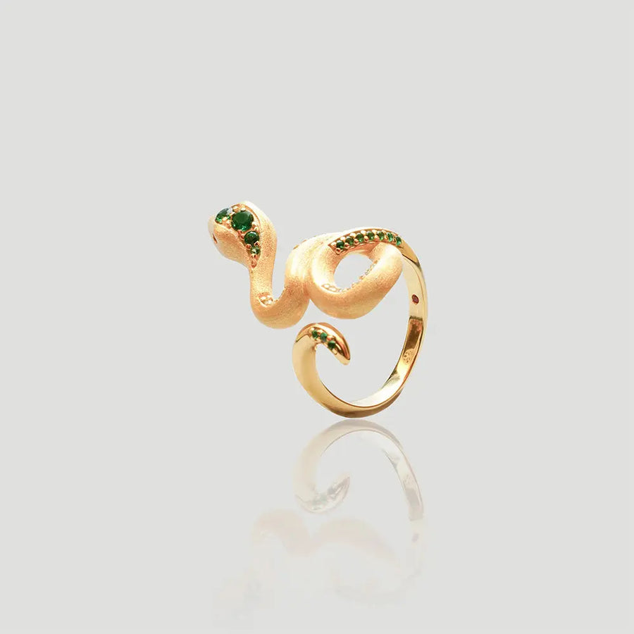 My Store Minimalist Serpentine Silver Ring - Adjustable Viper Stackable | Nano Zirconia Eyes | Hypoallergenic 925 Sterling Silver | Boho Chic Statement Ring
