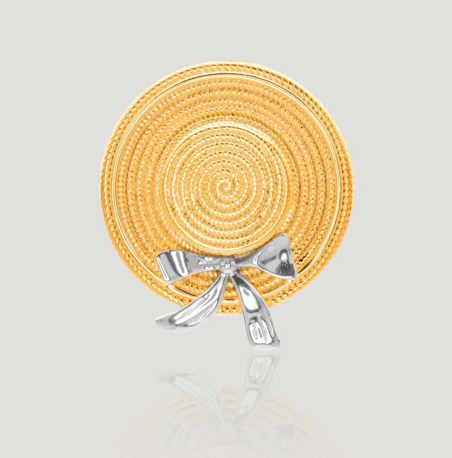 Aruary Studio ｜ Artisanal Jewelry New Japanese Vintage Bow Hat Pendant - 925 Sterling Silver Gold-Tone Necklace, Dainty & Fast Shipping