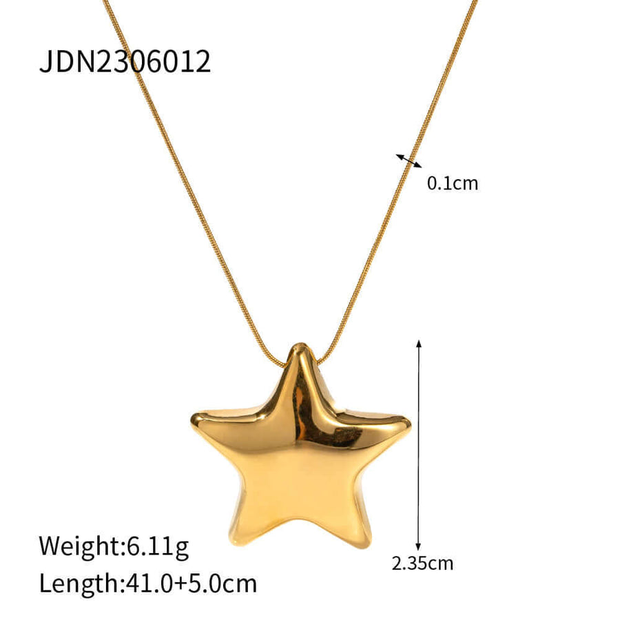 Aruary Studio ｜ Artisanal Jewelry Celestial Star Jewelry Set | Stainless Steel & Titanium Steel | Tarnish-Resistant Hypoallergenic Collection Golden NecklaceN-A