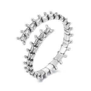 Skeletal Spine Open Ring - 925 Sterling Silver Halloween Gothic Adjustable Statement Ring 💀🎃 Aruary Studio ｜ Artisanal Jewelry