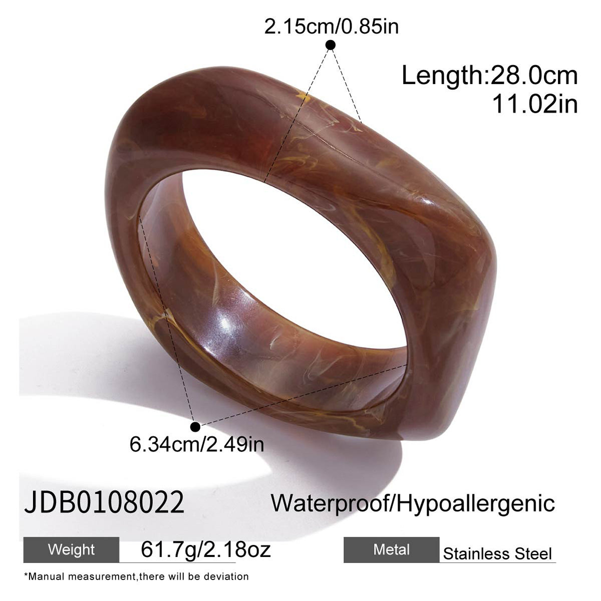 Maillard Irregular Wide-Surface Resin Bracelet Aruary Studio ｜ Artisanal Jewelry