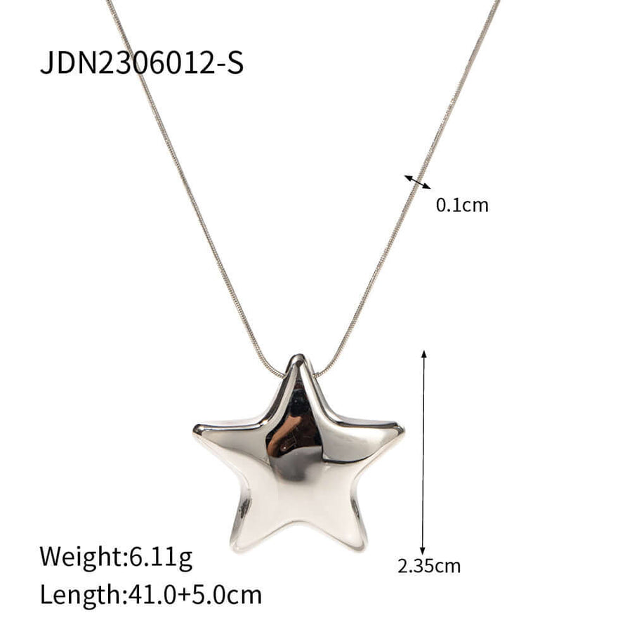 Aruary Studio ｜ Artisanal Jewelry Celestial Star Jewelry Set | Stainless Steel & Titanium Steel | Tarnish-Resistant Hypoallergenic Collection Silvery NecklaceN-A