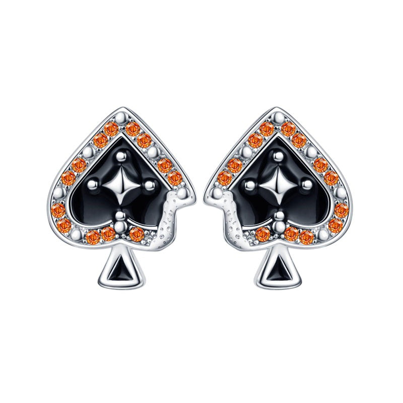 Spade A Star Zircon Stud Earrings | S925 Sterling Silver + 5A Zircon - Embossed Poker Style Statement Aruary Studio ｜ Artisanal Jewelry