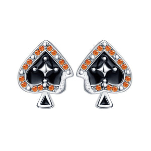 Spade A Star Zircon Stud Earrings | S925 Sterling Silver + 5A Zircon - Embossed Poker Style Statement Aruary Studio ｜ Artisanal Jewelry