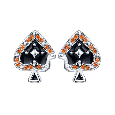 Spade A Star Zircon Stud Earrings | S925 Sterling Silver + 5A Zircon - Embossed Poker Style Statement Aruary Studio ｜ Artisanal Jewelry
