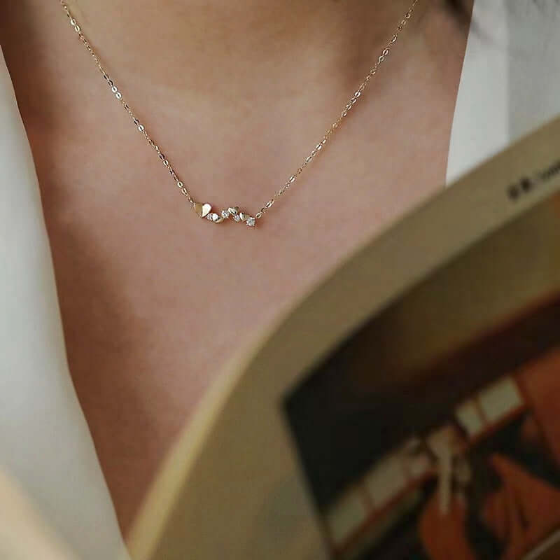 Aruary Studio ｜ Artisanal Jewelry Delicate 14K Gold Plated Heart Necklace - Sterling Silver Minimalist Everyday Jewelry Gift for Her
