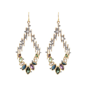18K Gold Plated Silver Base Colorful Zircon Teardrop Statement Earrings Aruary Studio ｜ Artisanal Jewelry