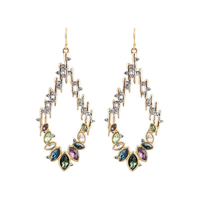 18K Gold Plated Silver Base Colorful Zircon Teardrop Statement Earrings Aruary Studio ｜ Artisanal Jewelry