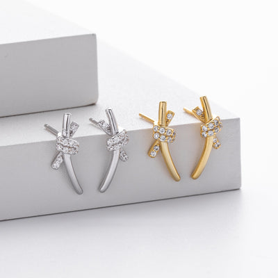Knot Wrapped Stud Earrings | S925 Sterling Silver + 5A Zircon - Symbol of Eternal Bond & Elegance Aruary Studio ｜ Artisanal Jewelry