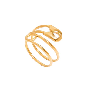 Minimalist Adjustable Paperclip Ring - 14K Gold Plated Titanium Steel - Gold/Silver - Lightweight & Hollow Design Aruary Studio ｜ Artisanal Jewelry