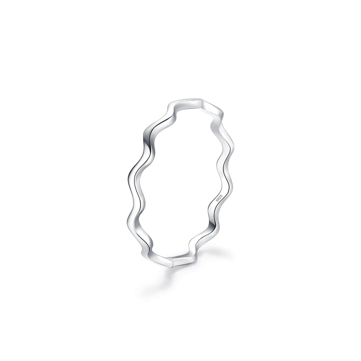 high polish liquid wave minimalist stacking ring band in platinum plated s925 sterling silver