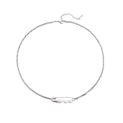 Elegant Paperclip Pearl Necklace - Freshwater Cultured Pearls & Titanium Steel - Minimalist Luxury Jewelry Aruary Studio ｜ Artisanal Jewelry