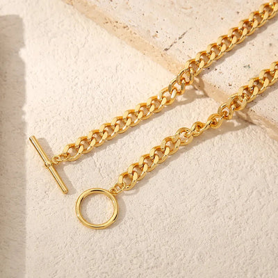 Minimalist Titanium Chain Necklace - 18K Gold Plated Unisex Layering Piece, Adjustable 41-50cm Hip Hop Jewelry My Store