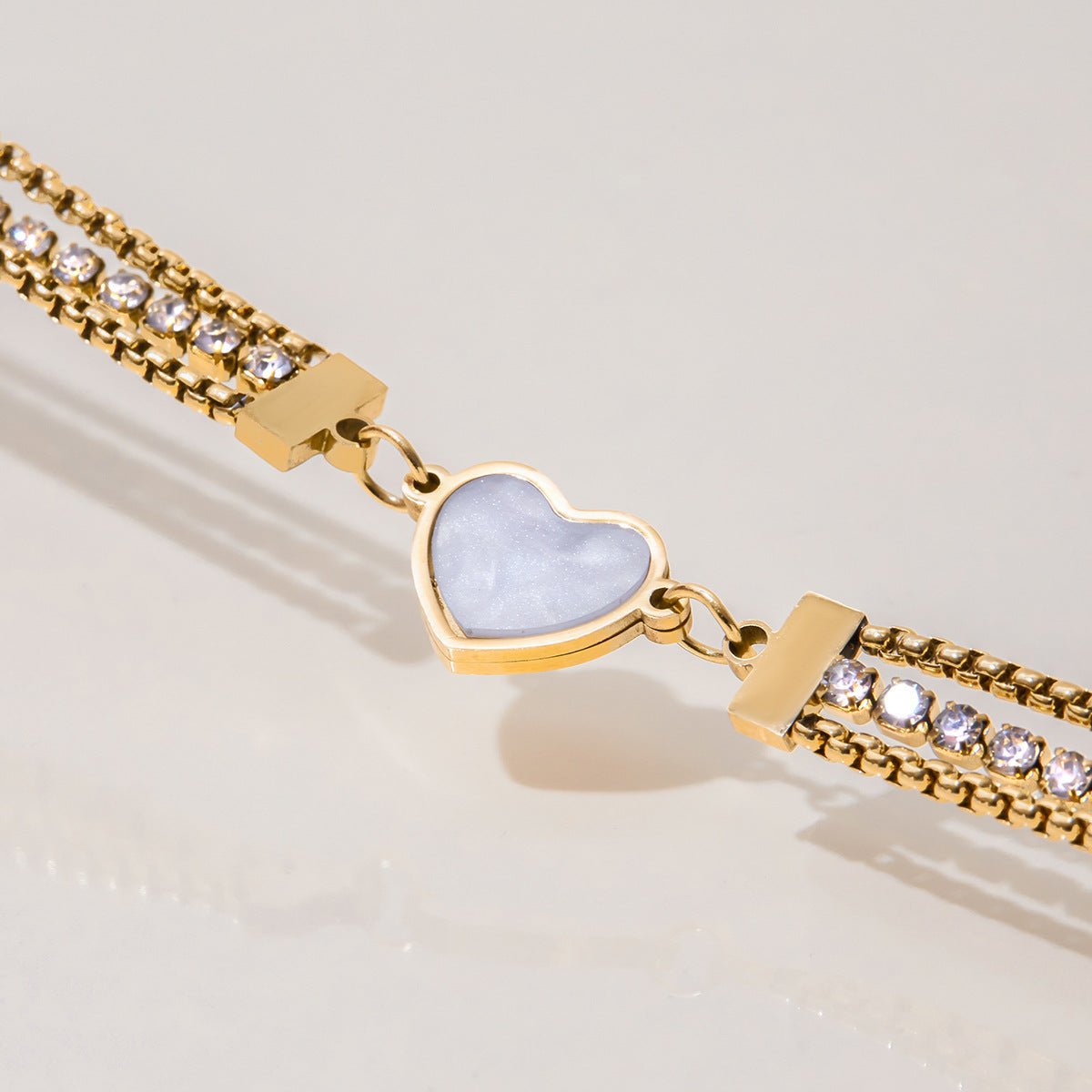 Sparkling Heart Bracelet: Stainless Steel & Zircon | Hypoallergenic & Tarnish-Free | Adjustable (18+5cm) Aruary Studio ｜ Artisanal Jewelry