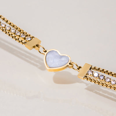 Sparkling Heart Bracelet: Stainless Steel & Zircon | Hypoallergenic & Tarnish-Free | Adjustable (18+5cm) Aruary Studio ｜ Artisanal Jewelry