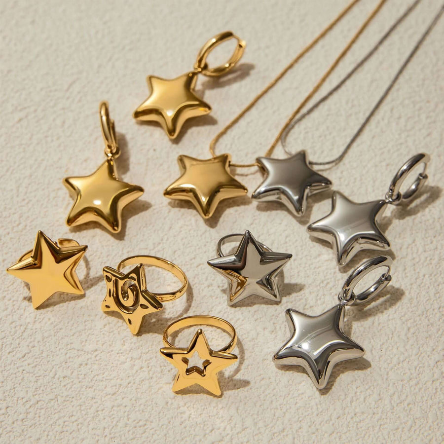 Aruary Studio ｜ Artisanal Jewelry Celestial Star Jewelry Set | Stainless Steel & Titanium Steel | Tarnish-Resistant Hypoallergenic Collection