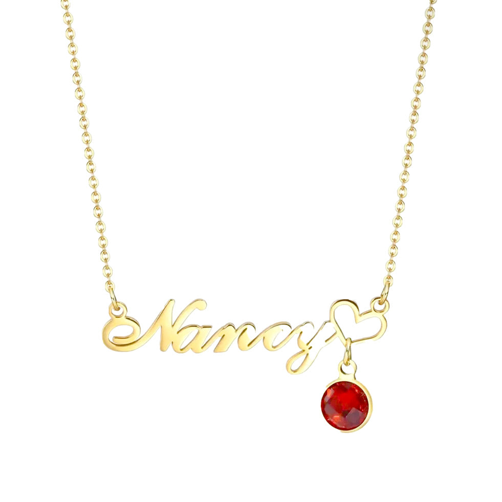 Personalized Name & Birthstone Necklace | Titanium Steel with 5A Zircon - Custom Fonts for Unique Style Aruary Studio ｜ Artisanal Jewelry