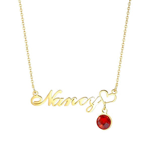Personalized Name & Birthstone Necklace | Titanium Steel with 5A Zircon - Custom Fonts for Unique Style Aruary Studio ｜ Artisanal Jewelry