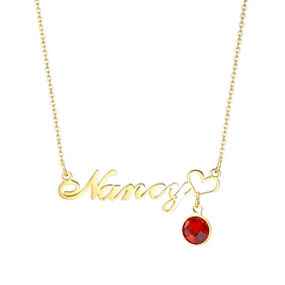 Personalized Name & Birthstone Necklace | Titanium Steel with 5A Zircon - Custom Fonts for Unique Style Aruary Studio ｜ Artisanal Jewelry
