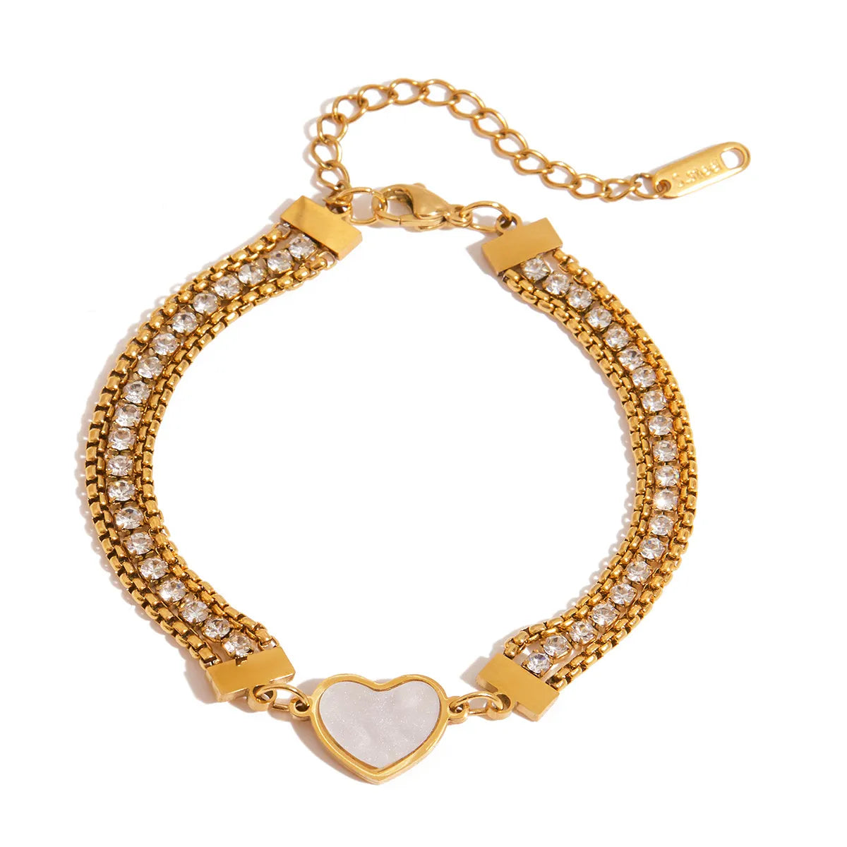 Sparkling Heart Bracelet: Stainless Steel & Zircon | Hypoallergenic & Tarnish-Free | Adjustable (18+5cm)
