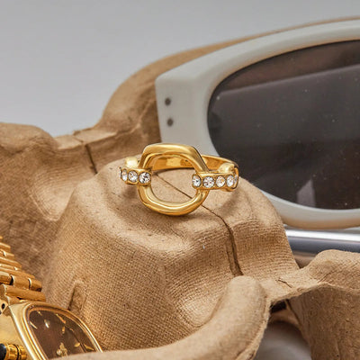 Sparkling Crystal Ring for Women | 18K Gold Plated Titanium Steel | Never Fades, Hypoallergenic | Chic Everyday Jewelry Aruary Studio ｜ Artisanal Jewelry